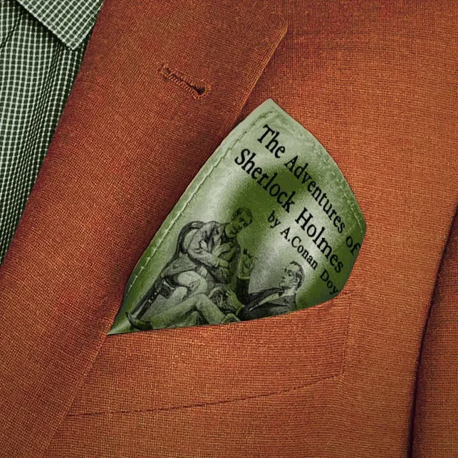 Sherlock Holmes Pocket Square, The Adventures of Sherlock Holmes by Arthur Conan Doyle Handkerchief, Bookish Gift for Men