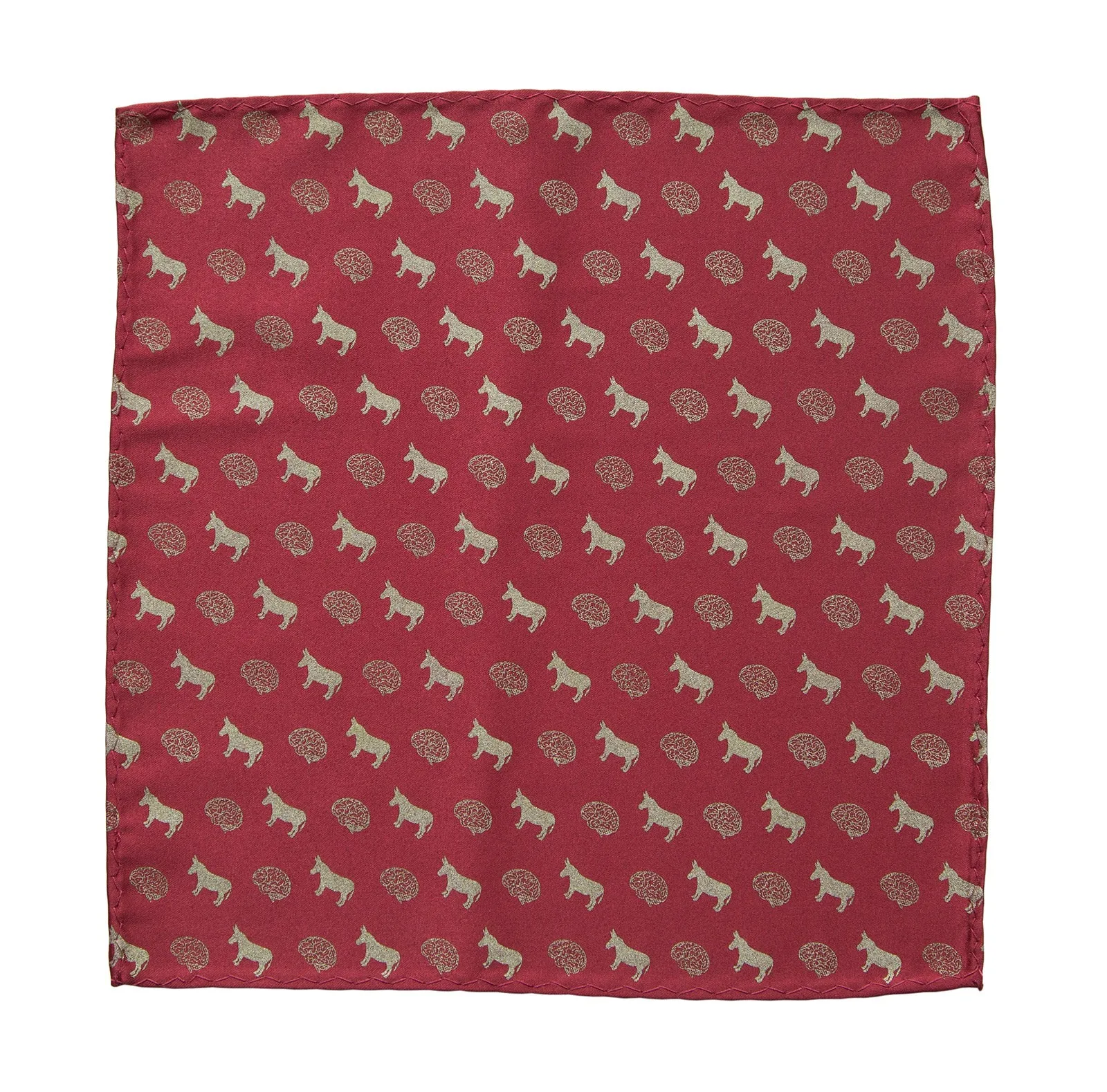 Smart Ass Pocket Square, Brains and Donkeys Pattern Print