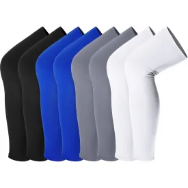 Sports Compression UV Long Leg Sleeves for Running Basketball Football Cycling and Other Sports for Men, Women, Youth (Black, White, Blue, Gray,8 Pieces)
