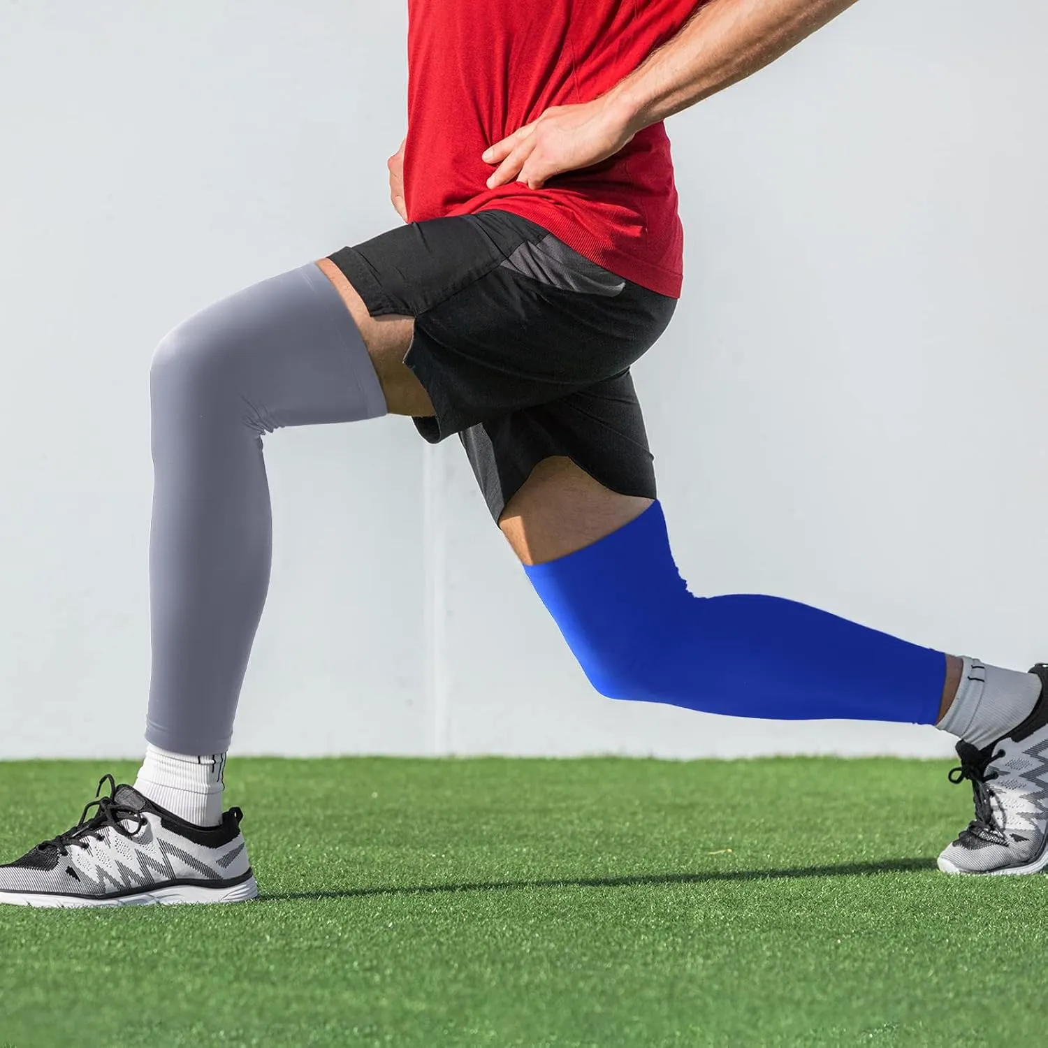 Sports Compression UV Long Leg Sleeves for Running Basketball Football Cycling and Other Sports for Men, Women, Youth (Black, White, Blue, Gray,8 Pieces)