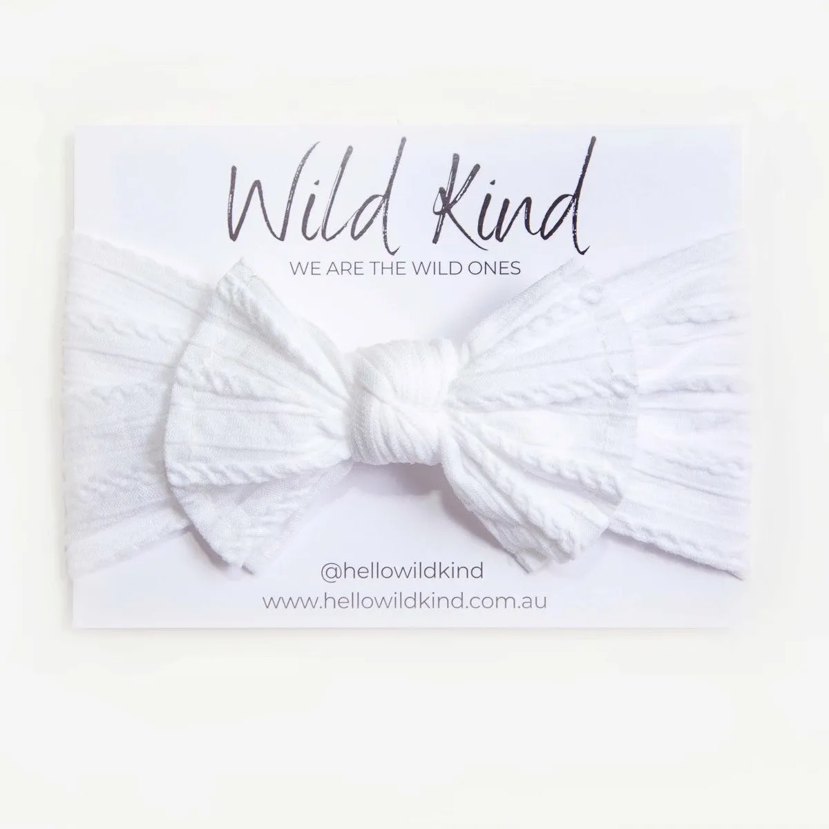Wild Kind Ayla Wide Bow Headband - Snow