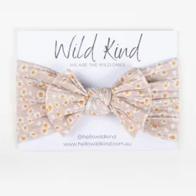 Wild Kind Ayla Wide Bow Headband - Taupe Floral