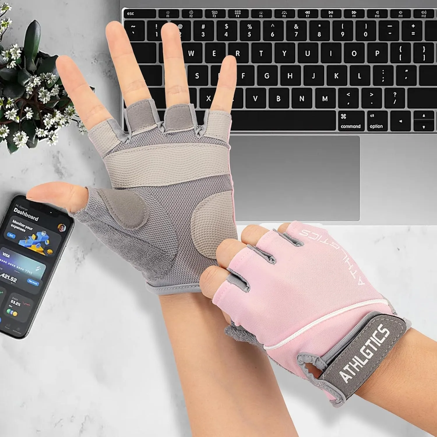 WULI Adult Men's and Women's Spring/Summer Half Finger Gloves, Non Slip and Breathable, Cycling, Riding, Shock Absorption, Fitness, Outdoor Half Finger Gloves