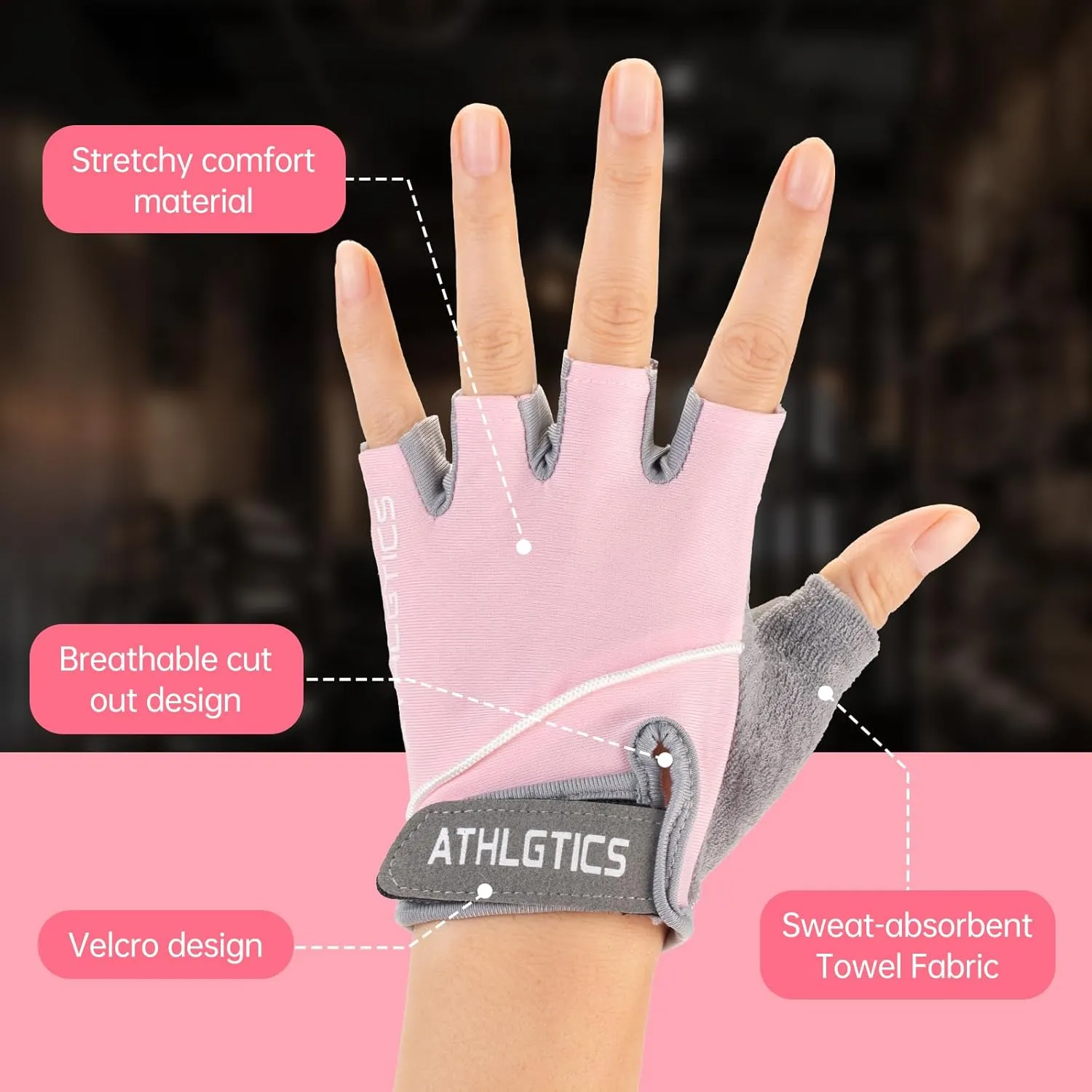 WULI Adult Men's and Women's Spring/Summer Half Finger Gloves, Non Slip and Breathable, Cycling, Riding, Shock Absorption, Fitness, Outdoor Half Finger Gloves